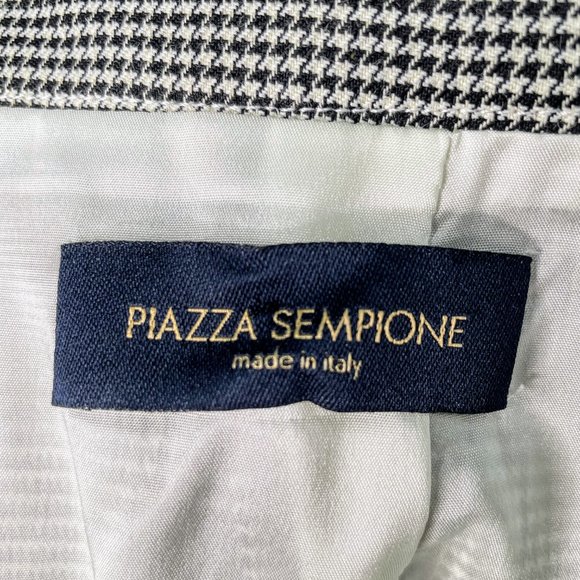 Piazza Sempoine Black & White Houndstooth/Plaid Mixed Pattern Wool Skirt Sz. 44 - Picture 9 of 11